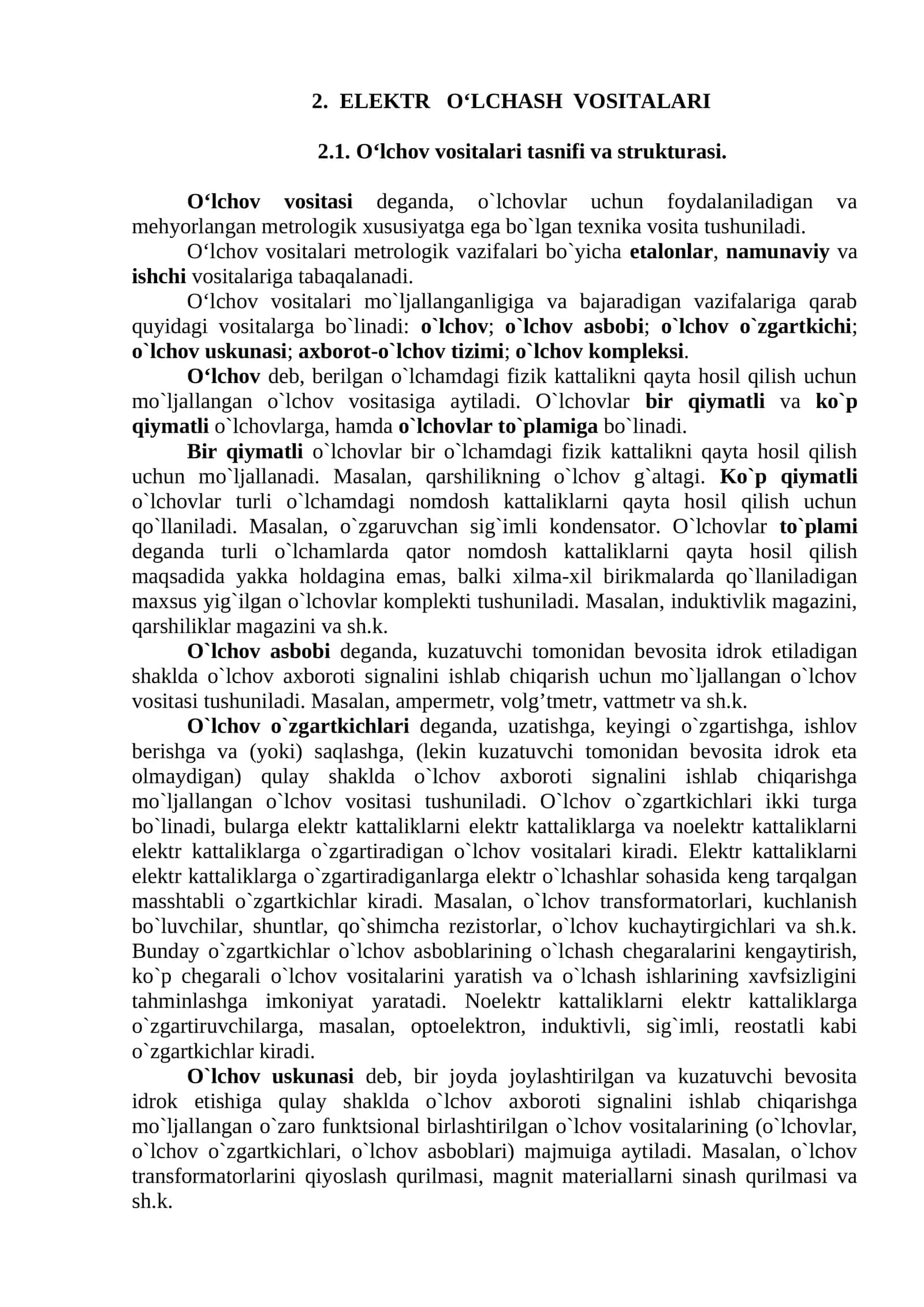ELEKTR OʻLCHASH VOSITALARI 1