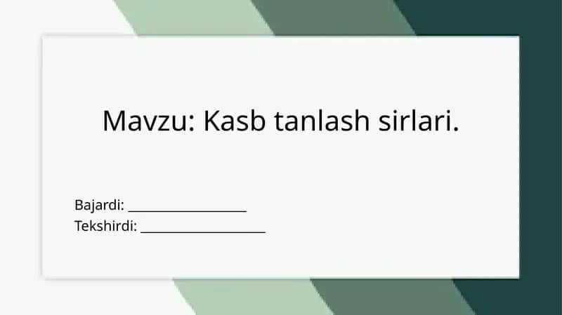 Kasb tanlash sirlari 1