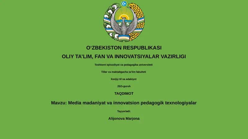 Media madaniyat va innovatsion pedagogik texnologiyalar 1