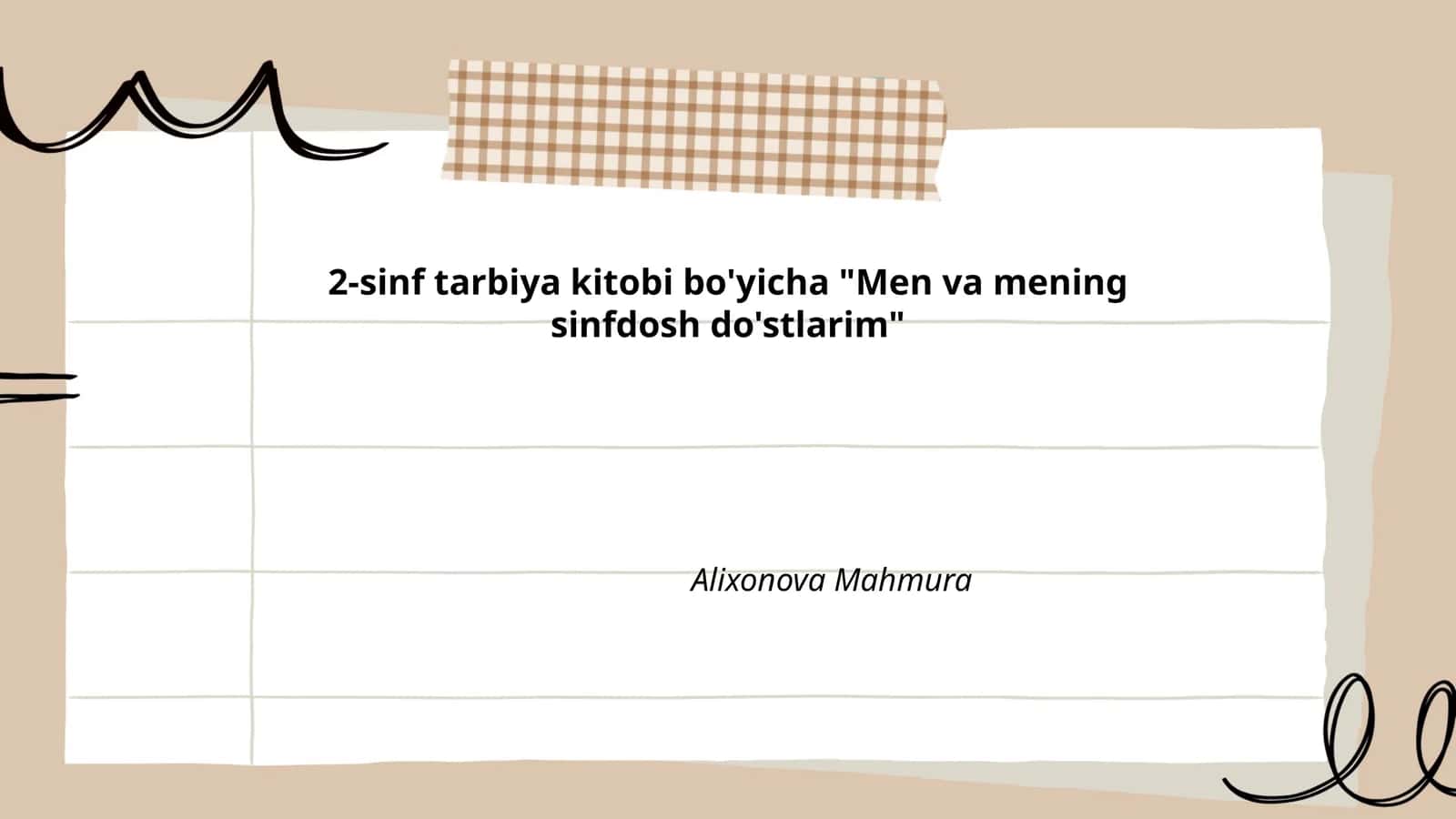 2-sinf tarbiya kitobi bo'yicha "Men va mening sinfdosh do'stlarim" 1