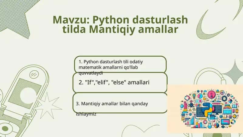 Python dasturlash tilda Mantiqiy amallar 1