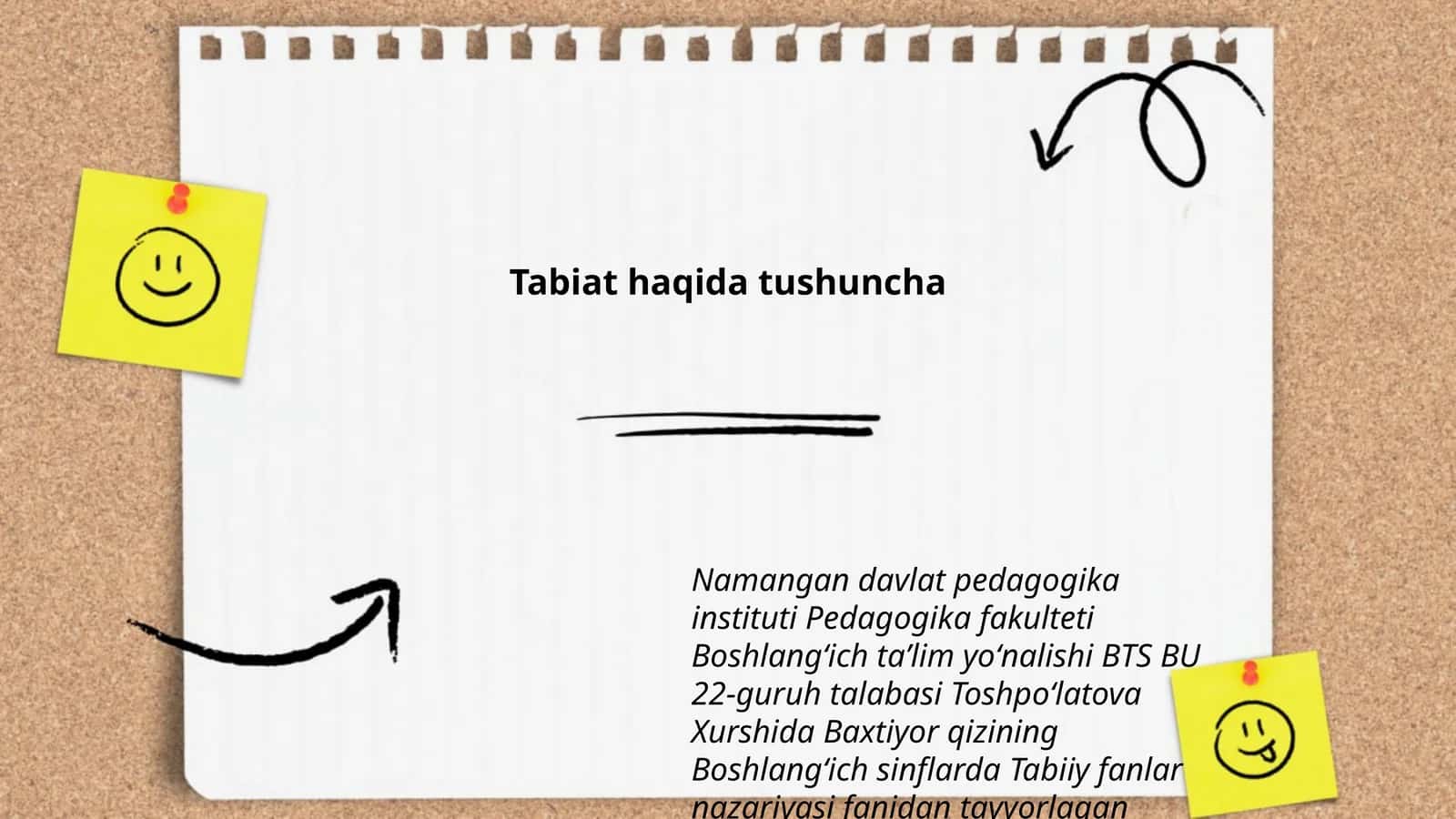 Boshlangʻich sinflarda Tabiiy fanlar nazariyasi fanidan tayyorlagan taqdimoti 1