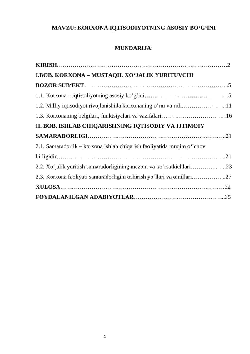KORXONA IQTISODIYOTNING ASOSIY BO‘G‘INI 1