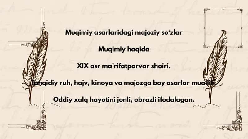 Muqimiy asarlaridagi majoziy so‘zlar 1