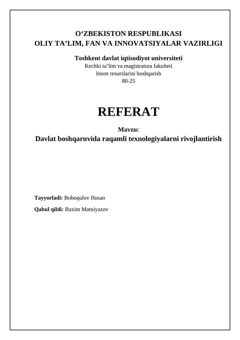 Davlat boshqaruvida raqamli texnologiyalarni rivojlantirish 1