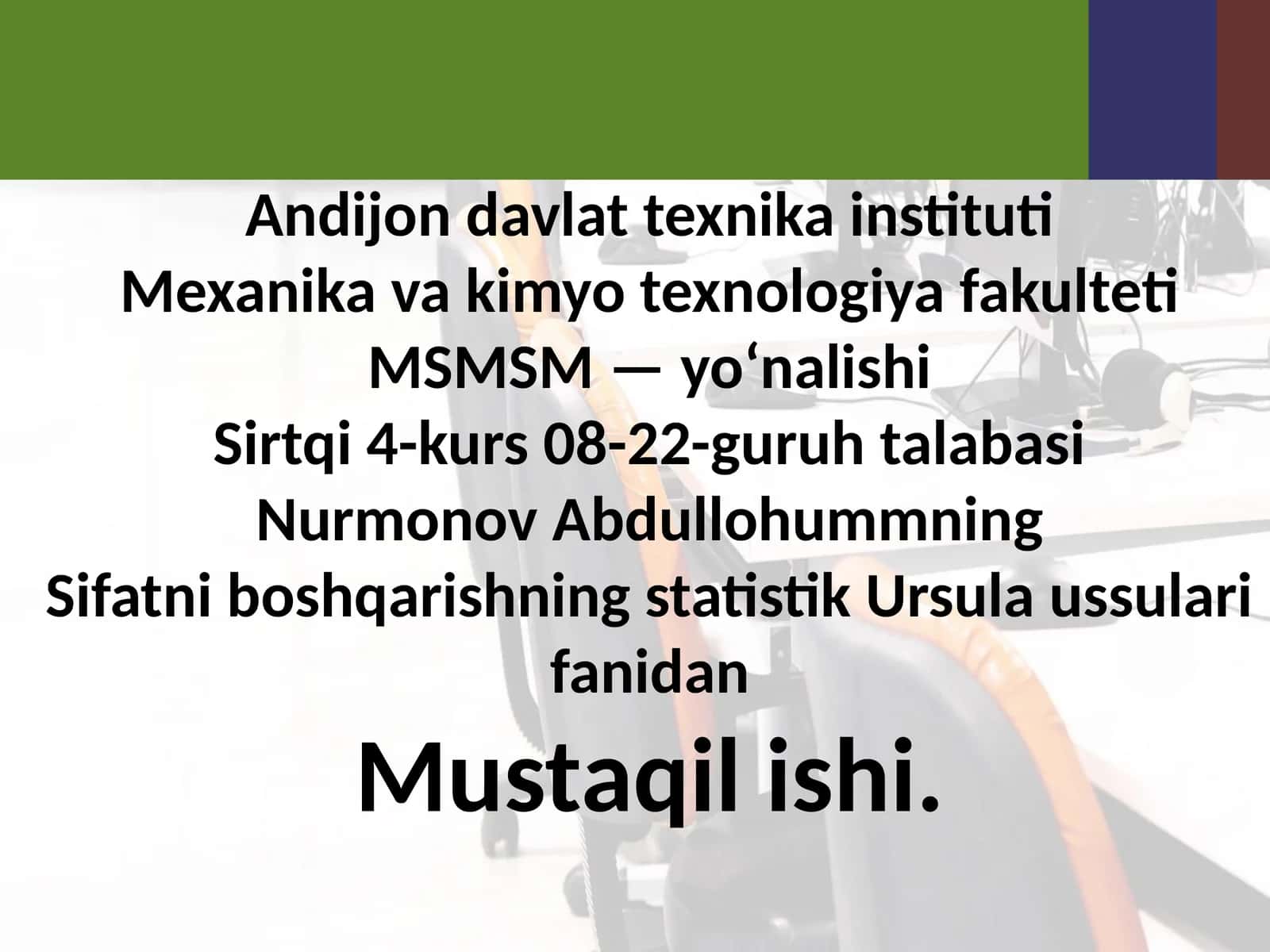 Texnologik jarayonlarni nazorat qilish 1