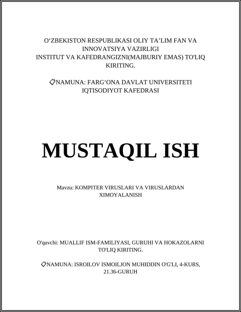 KOMPITER VIRUSLARI VA VIRUSLARDAN XIMOYALANISH 1