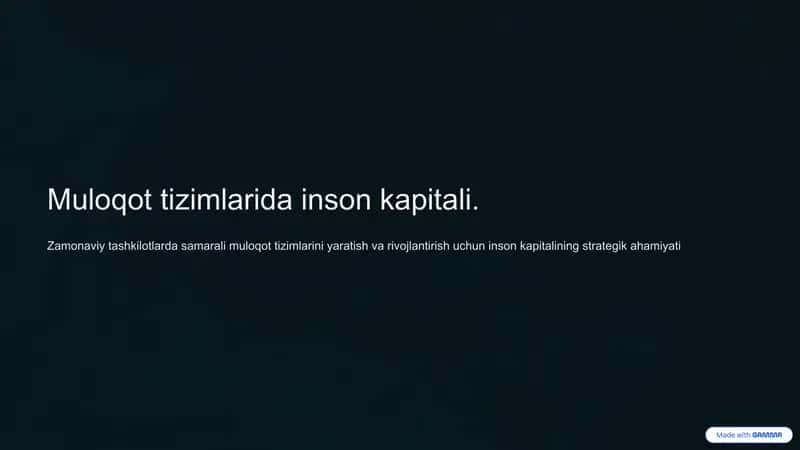 Inson Kapitali: Zamonaviy Tushuncha 1