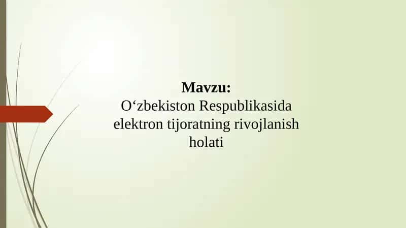 O‘zbekiston Respublikasida elektron tijoratning rivojlanish holati 1