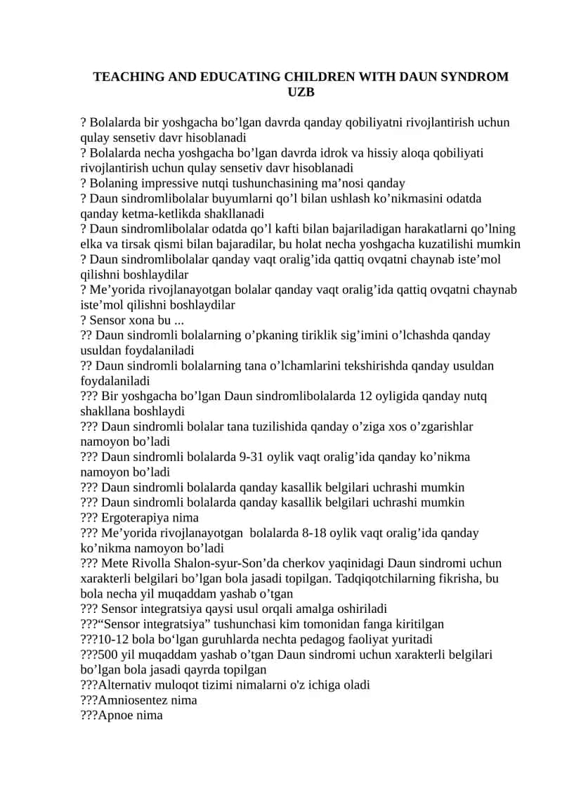 Bolalarda Daun Sindrom bilan ta'lim va tarbiya 1