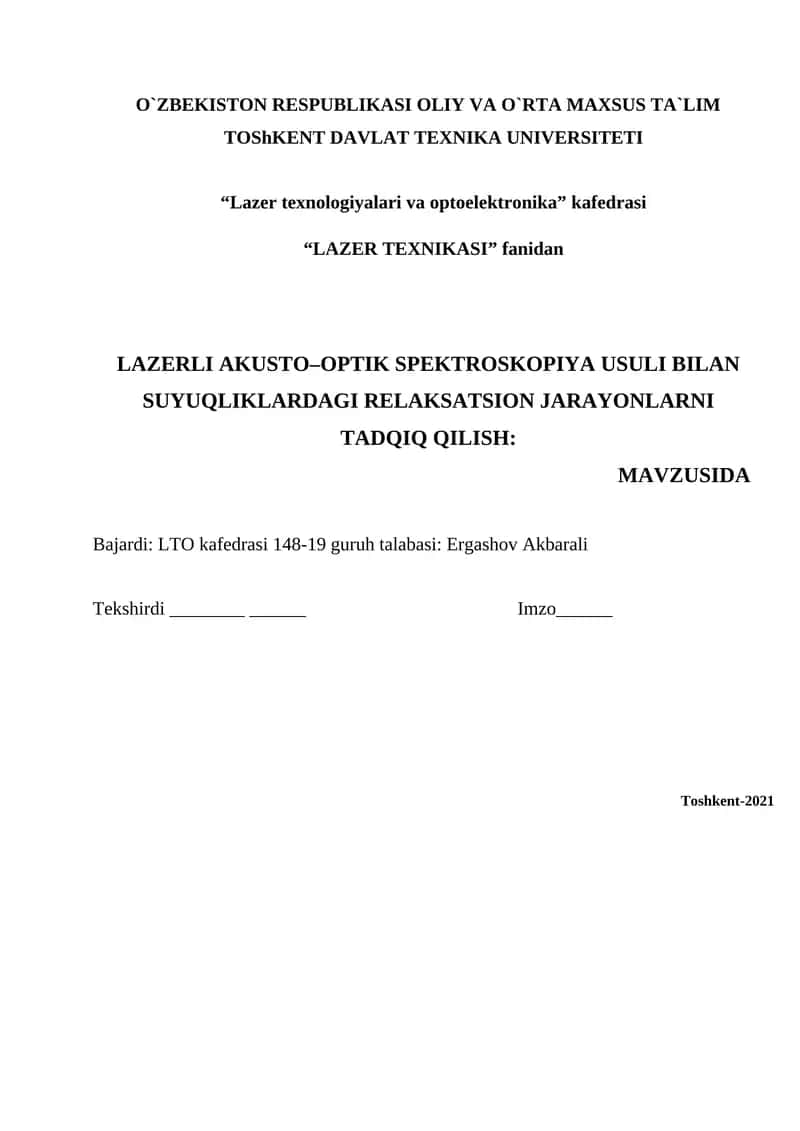 LAZER TEXNIKASI 1