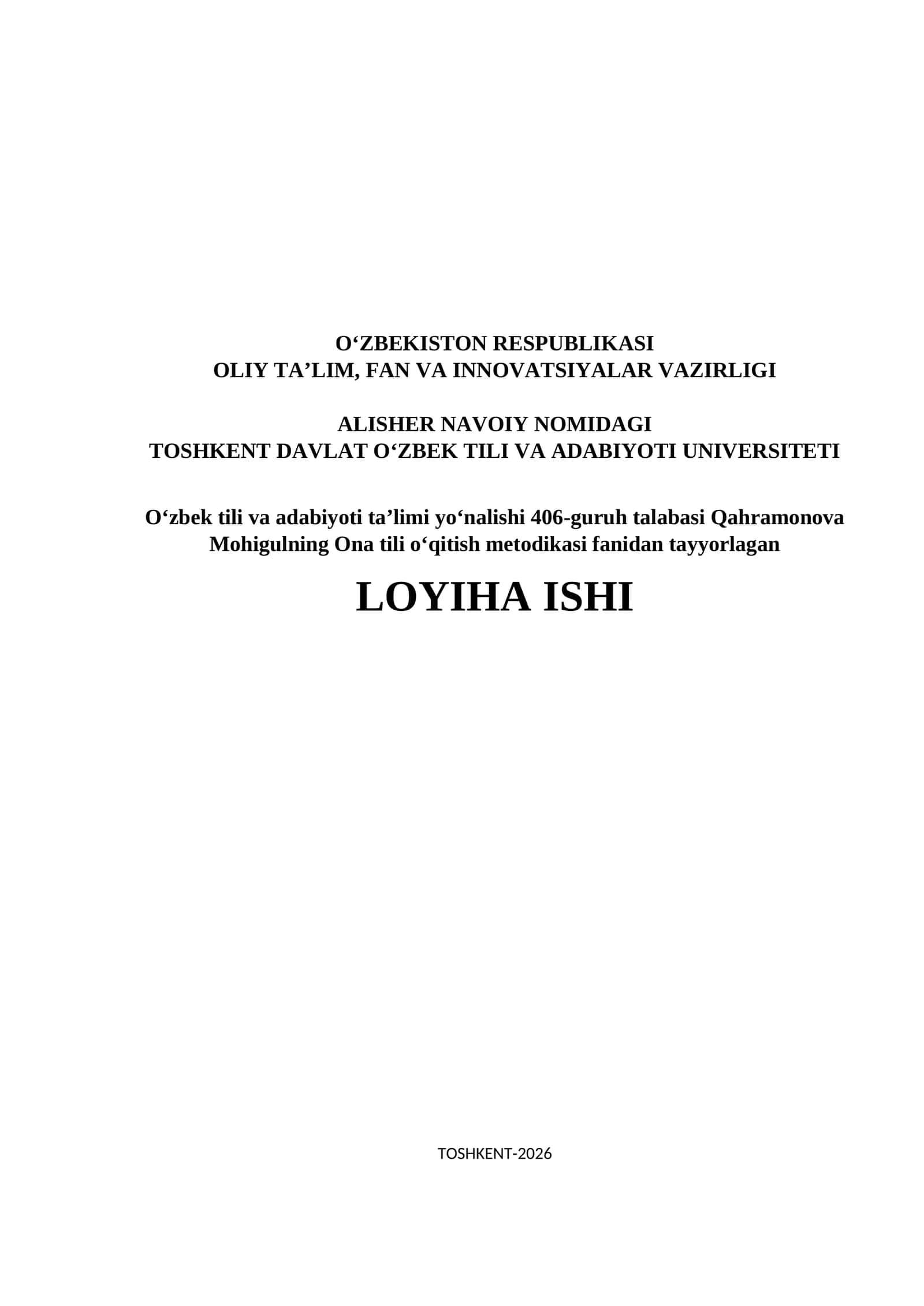 Ona tili o‘qitish metodikasi 1
