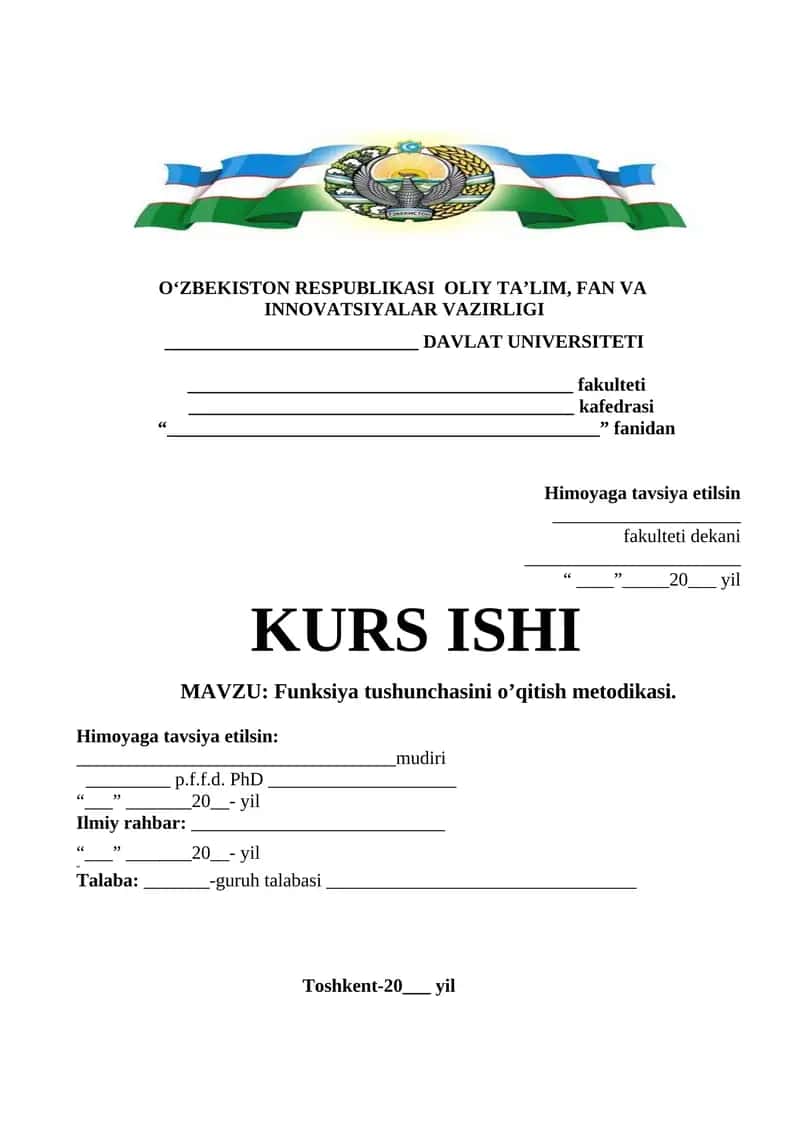Funksiya tushunchasini o’qitish metodikasi 1