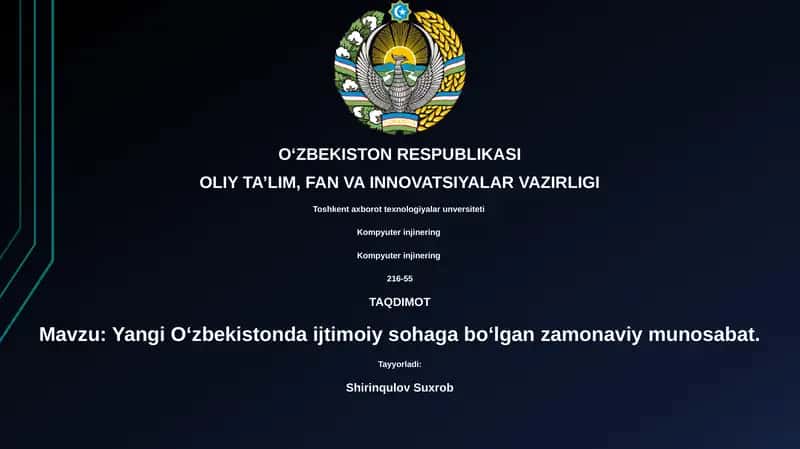 Yangi O'zbekistonda ijtimoiy sohaga bo‘lgan zamonaviy munosabat 1
