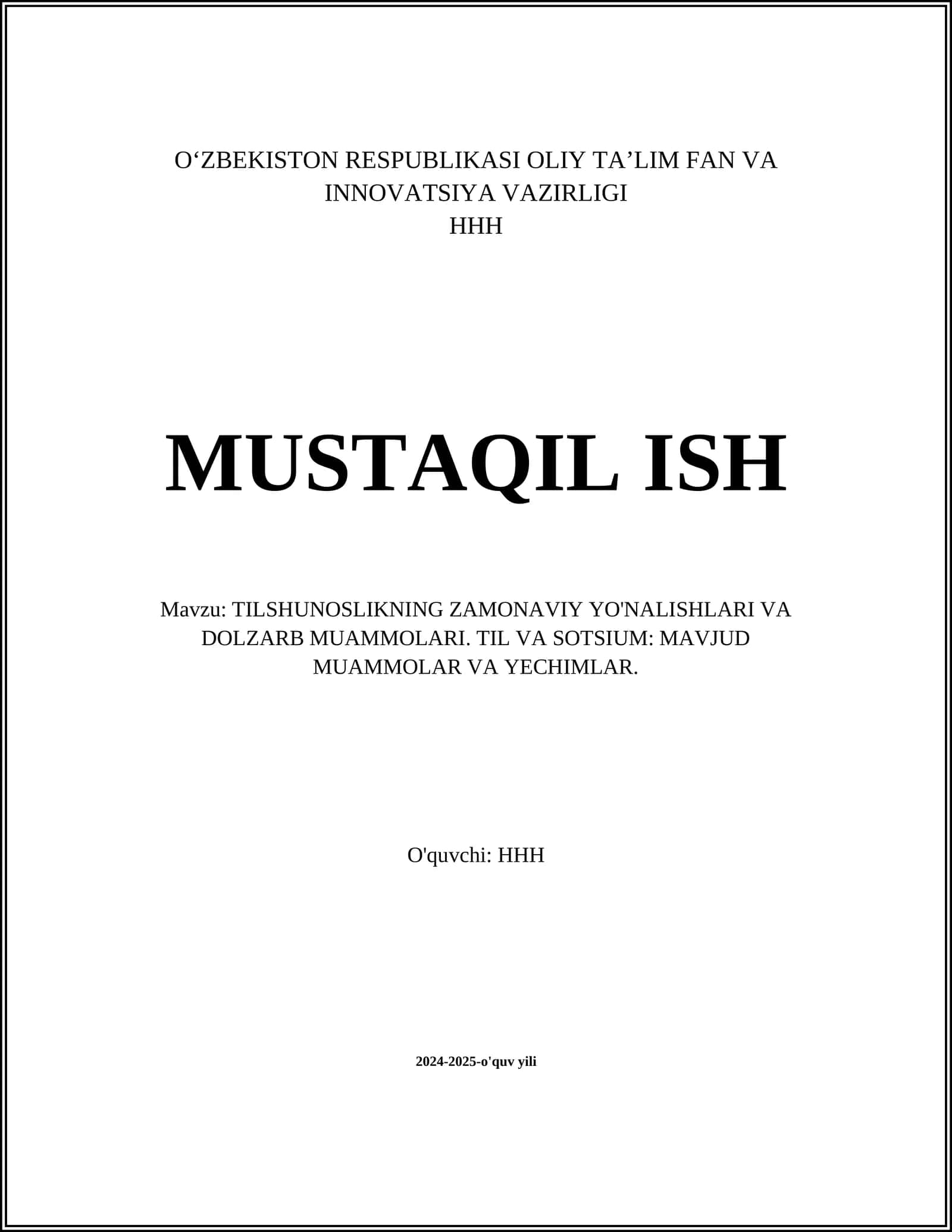 TILSHUNOSLIKNING ZAMONAVIY YO'NALISHLARI VA DOLZARB MUAMMOLARI 1