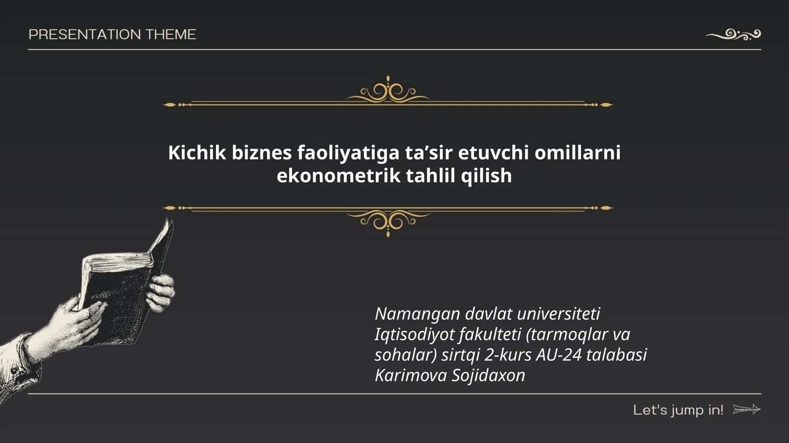 Kichik biznes faoliyatiga taʼsir etuvchi omillarni ekonometrik tahlil qilish 1