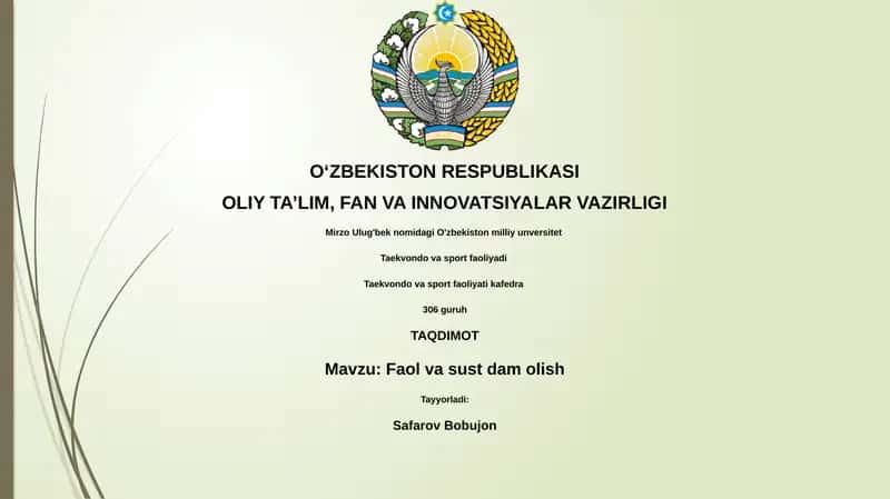 Faol va sust dam olish 1