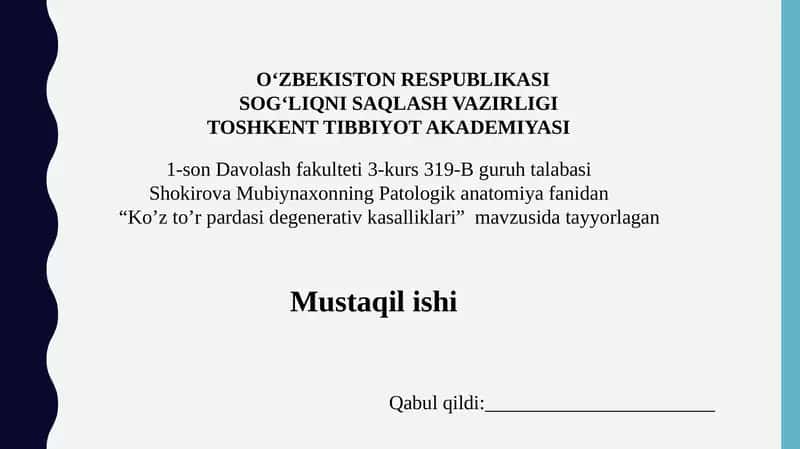 Ko’zto’rpardasi Degenerativ Kasalliklari 1