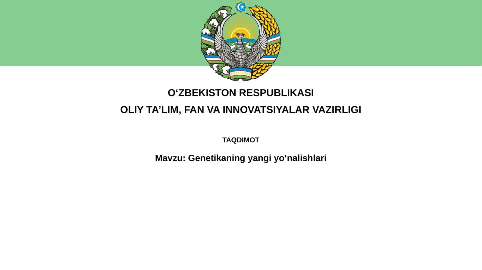 Genetikaning yangi yo'nalishlari 1