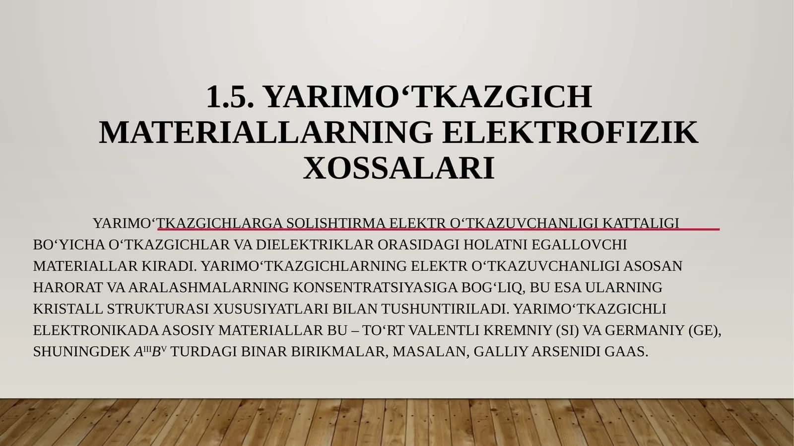 Yarimo‘tkazgich materiallarning elektrofizik xossalari 1