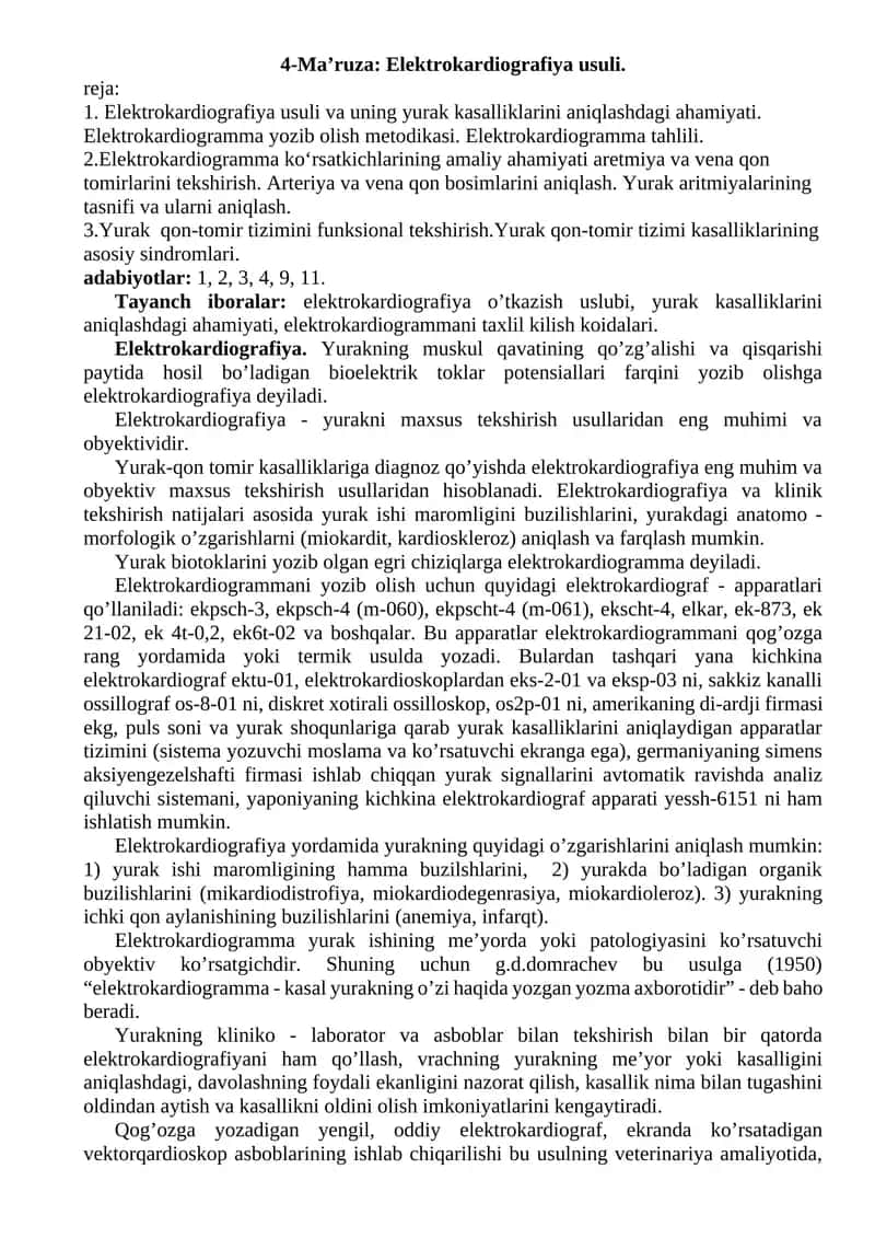 Elektrokardiografiya usuli 1