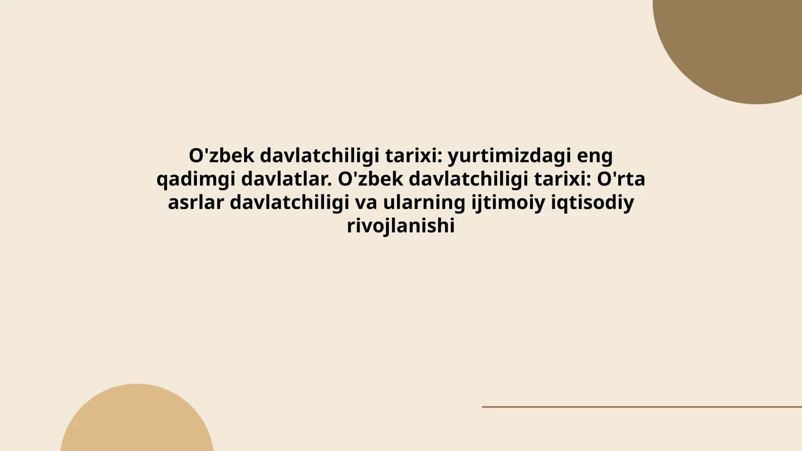 O'zbek davlatchiligi tarixi: O'rta asrlar davlatchiligi va ularning ijtimoiy iqtisodiy rivojlanishi 1