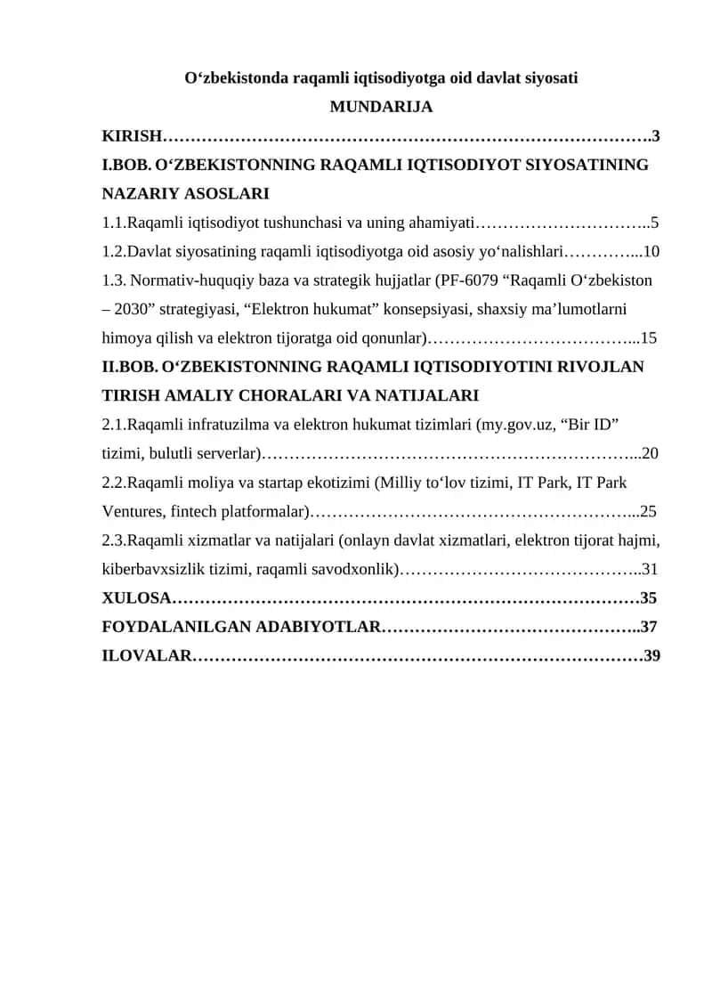 O‘zbekistonda raqamli iqtisodiyotga oid davlat siyosati 1