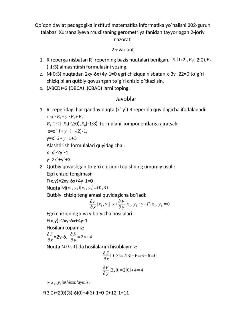 geometriya savol javob 1