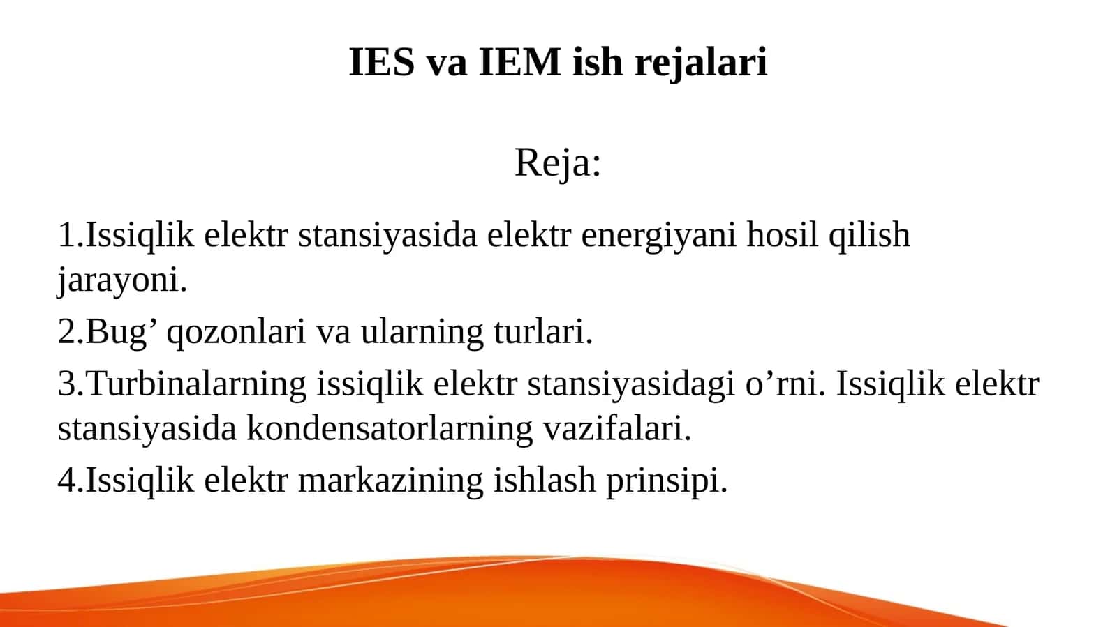 Issiqlik elektr stansiyasida elektr energiyani hosil qilish jarayoni 1
