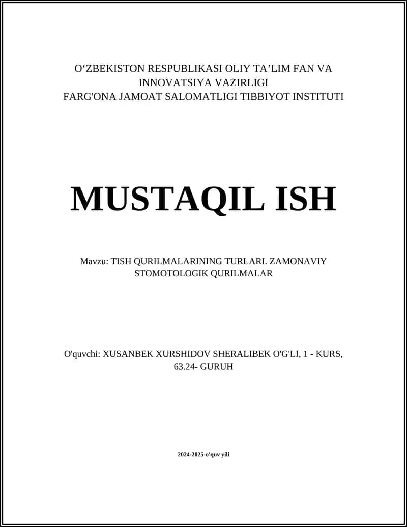 Tish davolash stullari 1