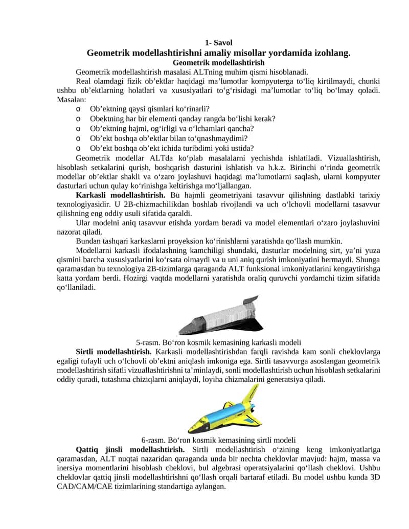 Geometrik modellashtirish 1