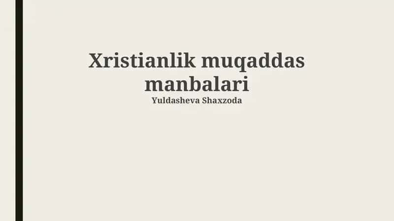 Xristianlik muqaddas manbalari 1