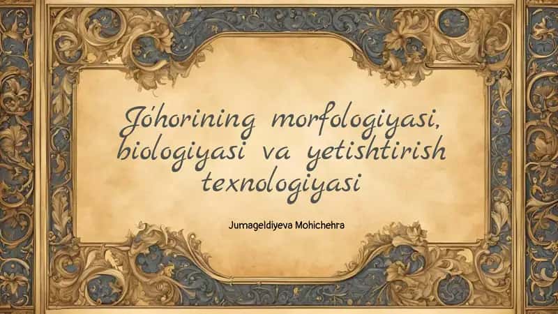 Jo'horining morfologiyasi, biologiyasi va yetishtirish texnologiyasi 1