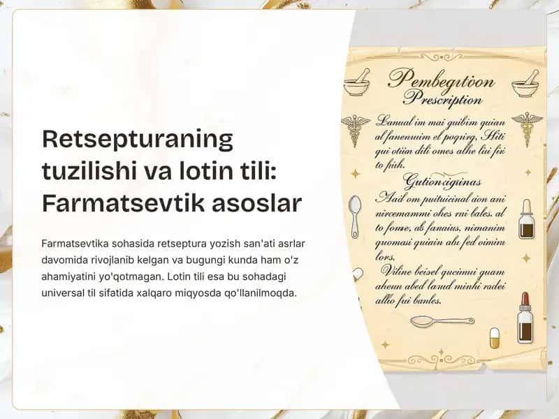 Retsepturaning tuzilishi va lotin tili: Farmatsevtik asoslar 1