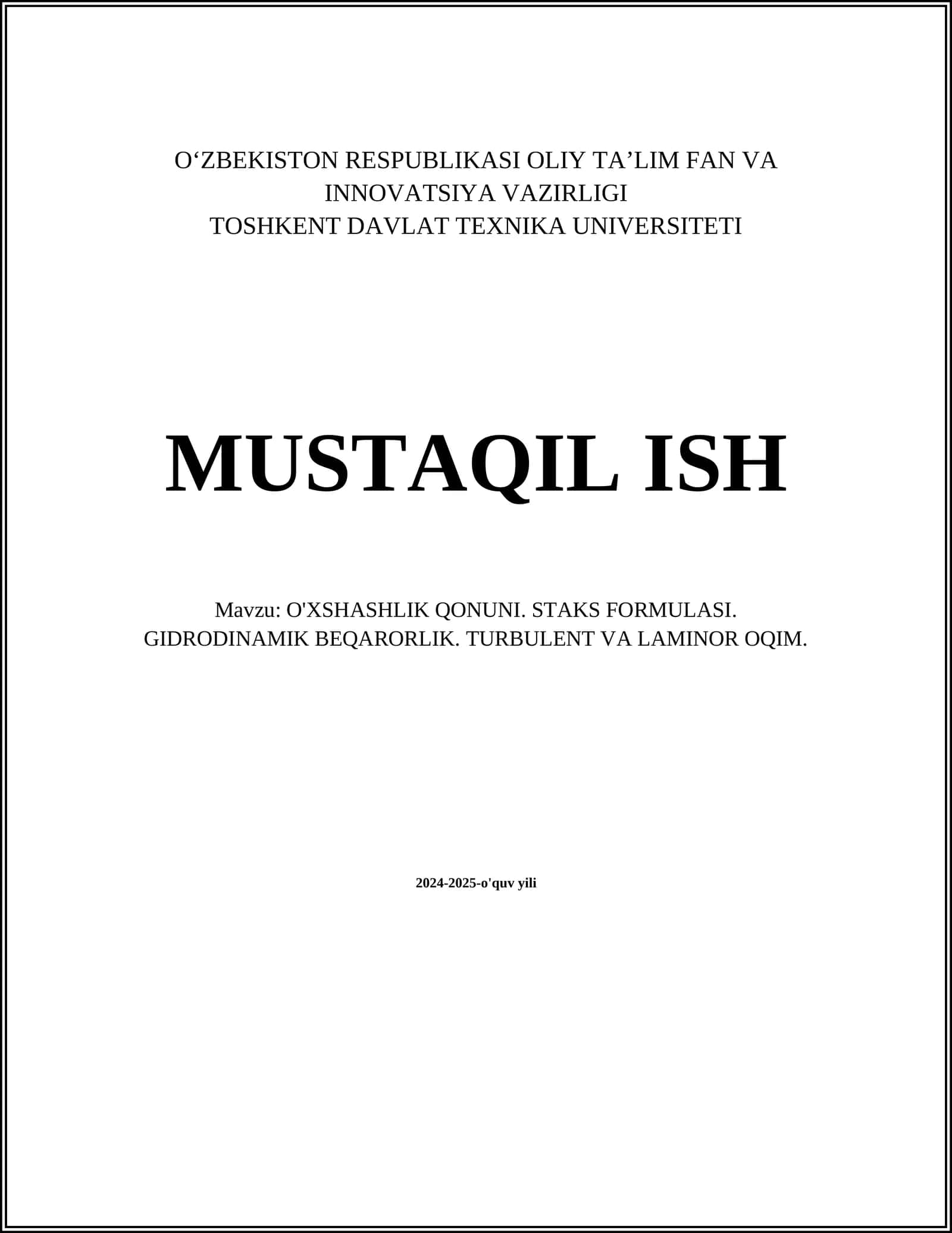 O'XSHASHLIK QONUNI 1