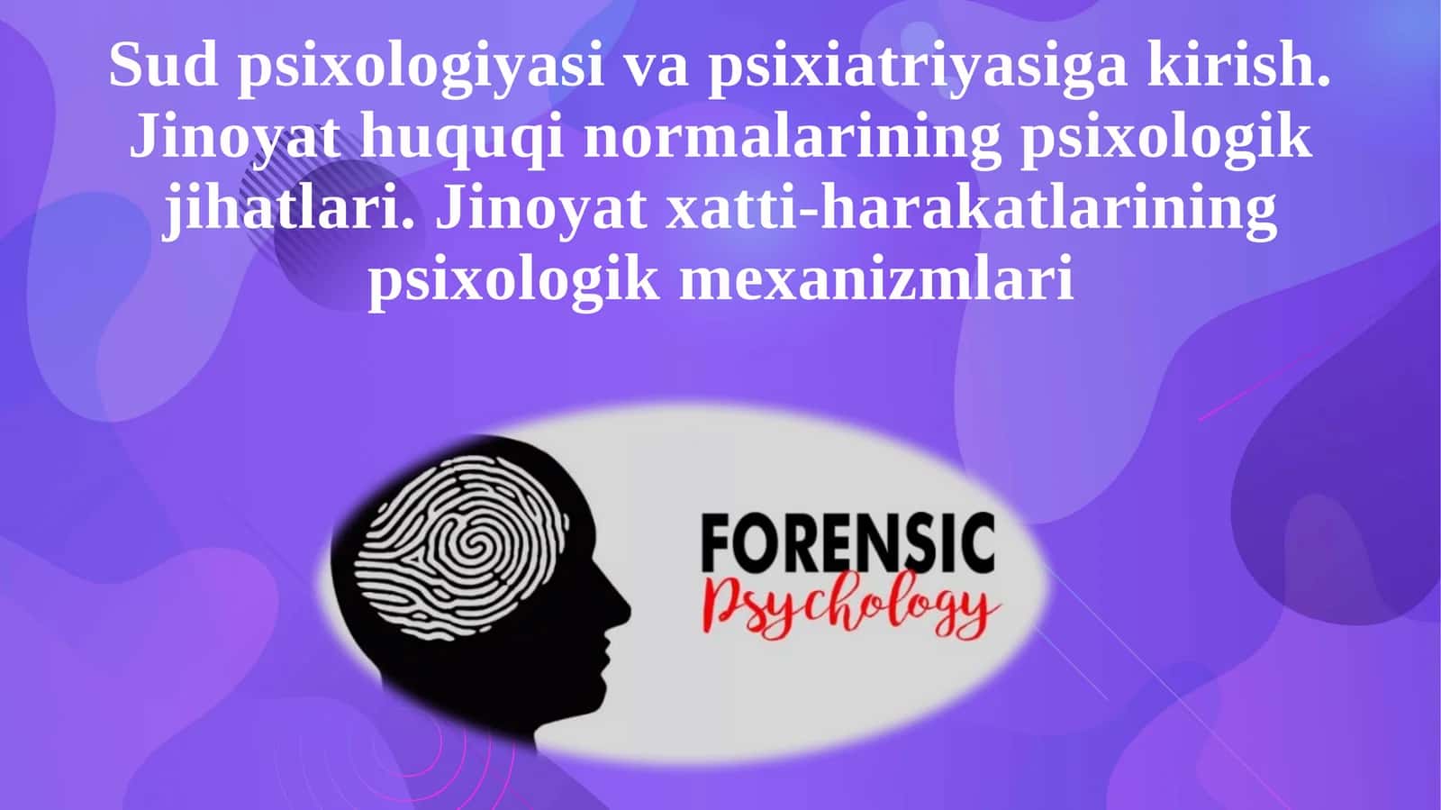 Sud psixologiyasi va psixiatriyasiga kirish. Jinoyat huquqi normalarining psixologik ji 1