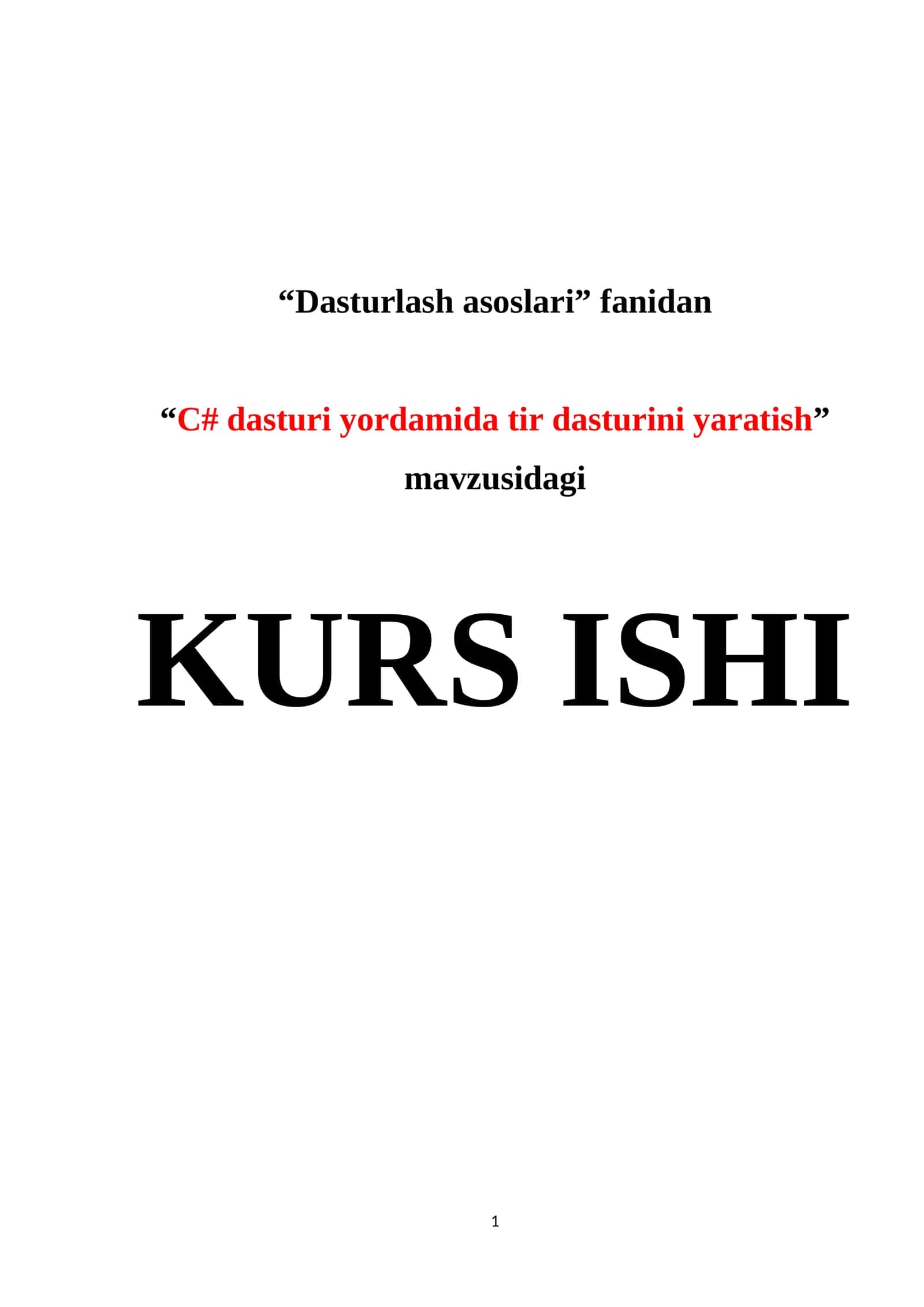 C# dasturi yordamida tir dasturini yaratish 1