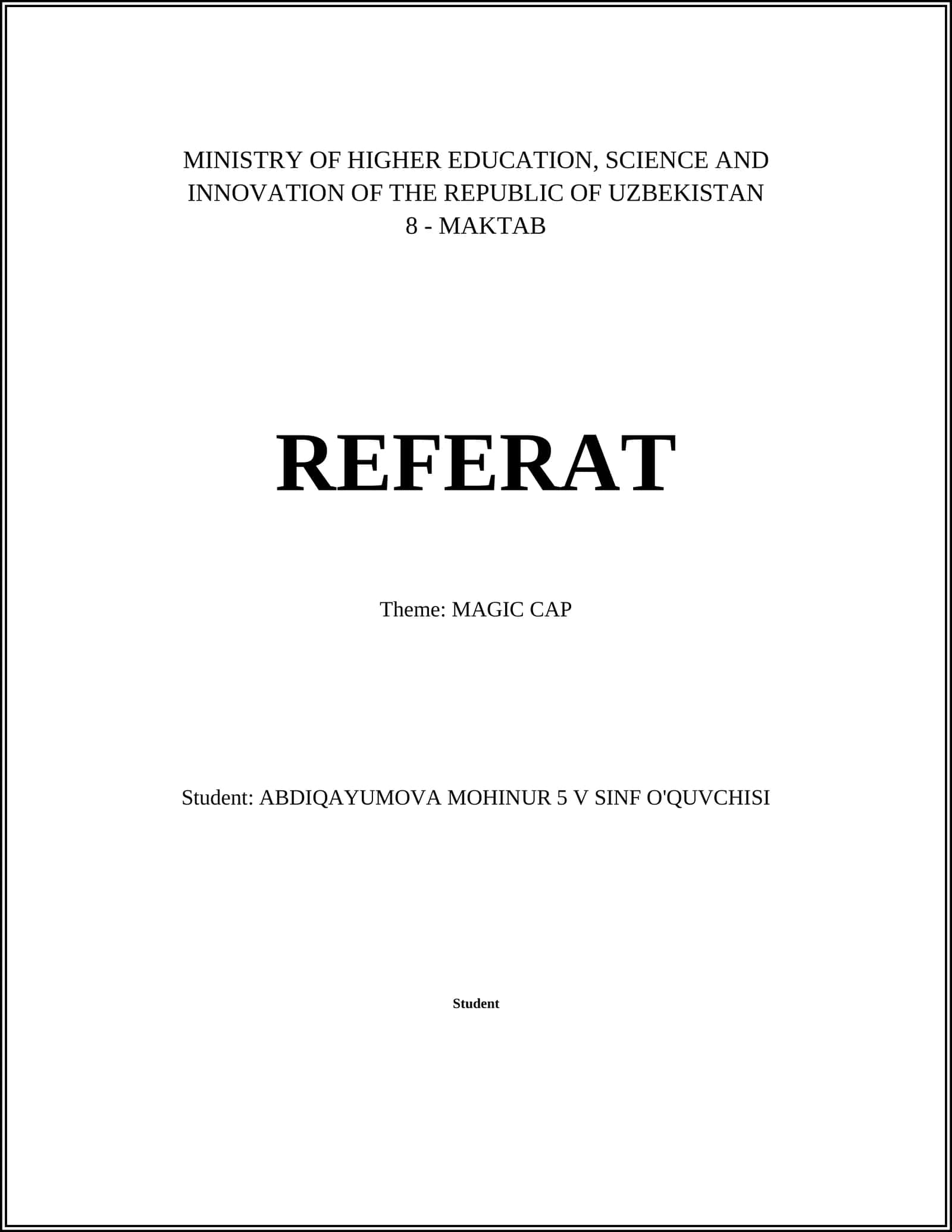 Referat: MAGIC CAP 1