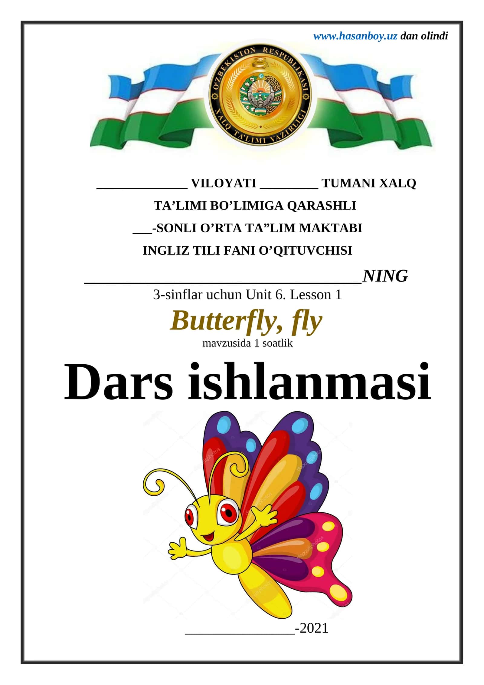 3-sinf Butterfly, fly mavzusida 1 soatlik dars ishlanma 1