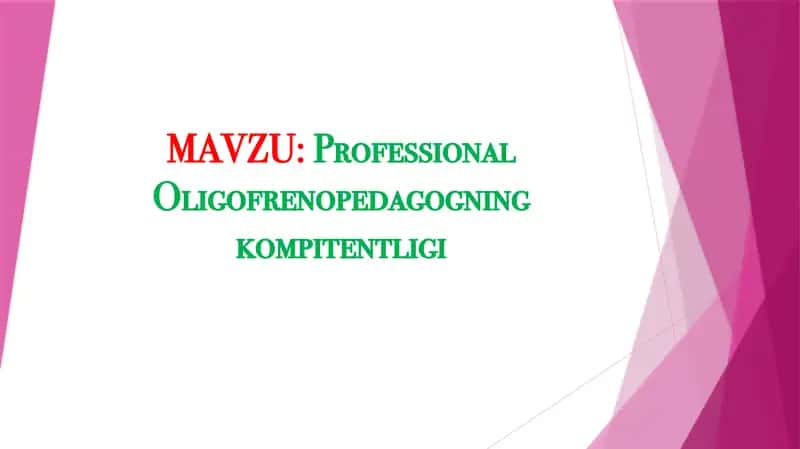 Professional Oligofrenopedagogning kompitentligi 1