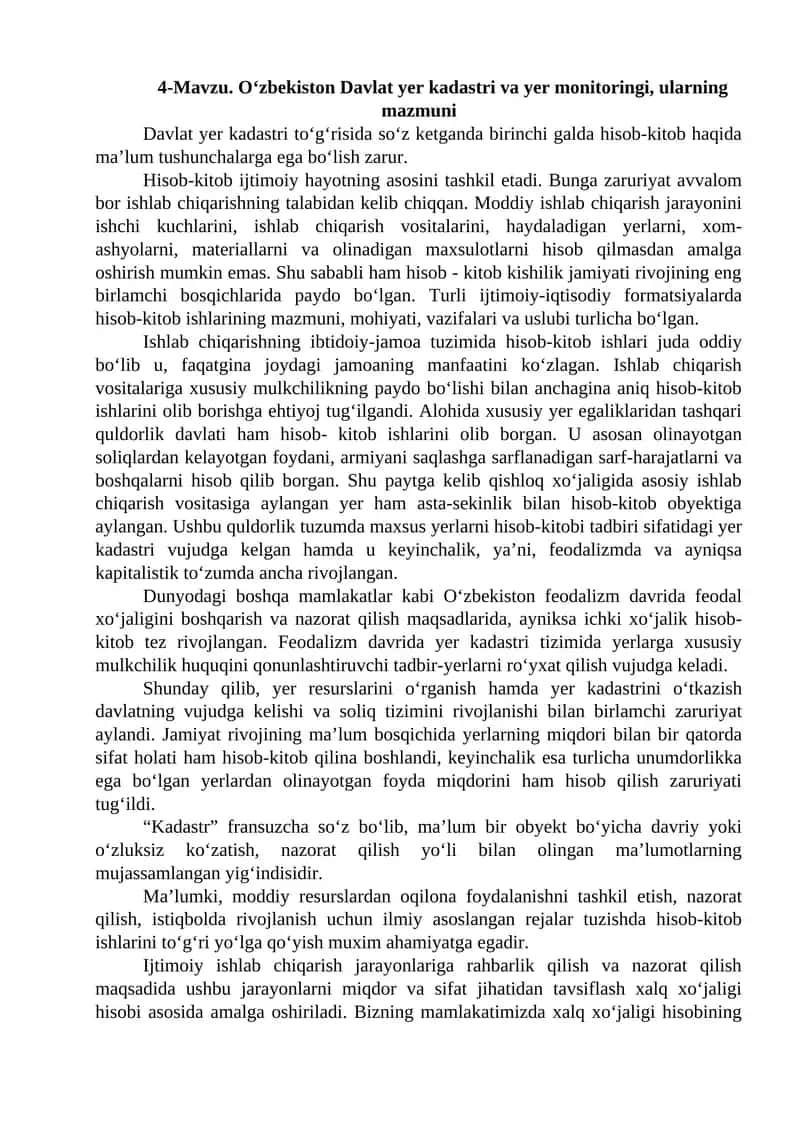 Davlat yer kadastri va yer monitoringi 1