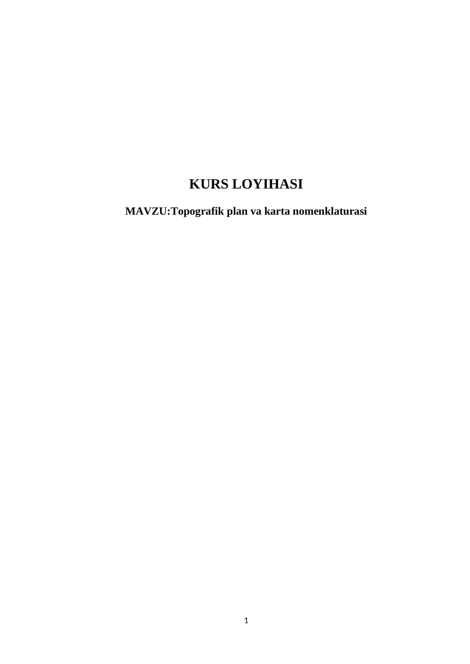 Topografik plan va karta nomenklaturasi 1