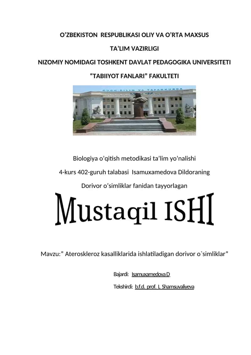 Biologiya o’qitish metodikasi ta’lim yo’nalishi 1