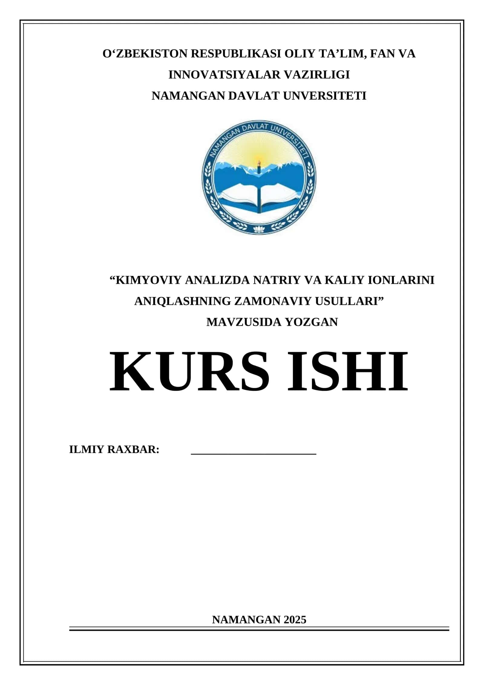KIMYOVIY ANALIZDA NATRIY VA KALIY IONLARINI ANIQLASHNING ZAMONAVIY USULLARI 1