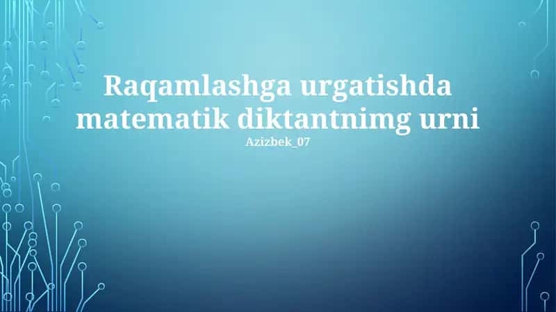 Matematik diktantlari 1