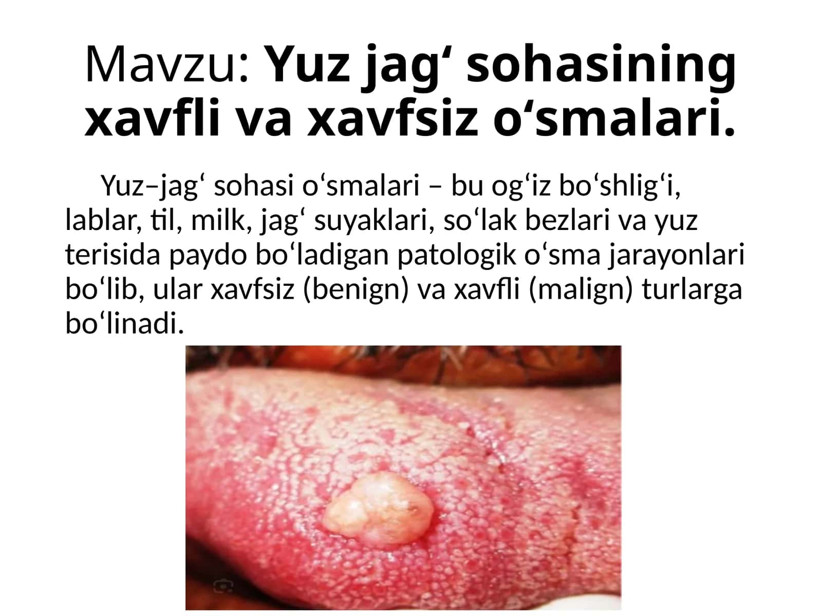 Yuz-jagʻ sohasining xavfli va xavfsiz oʻsmalari 1