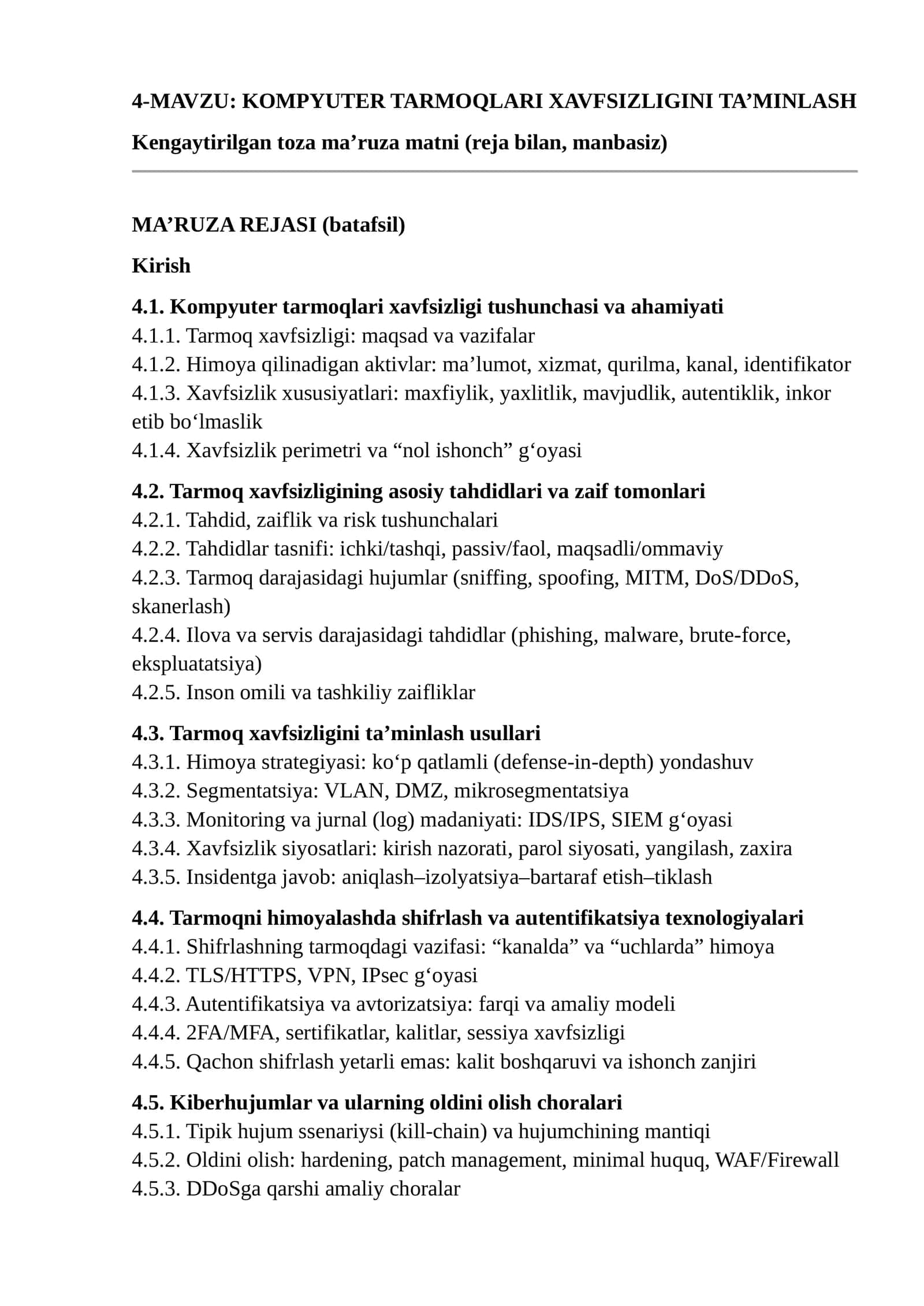 KOMPYUTER TARMOQLARI XAVFSIZLIGINI TA’MINLASH 1