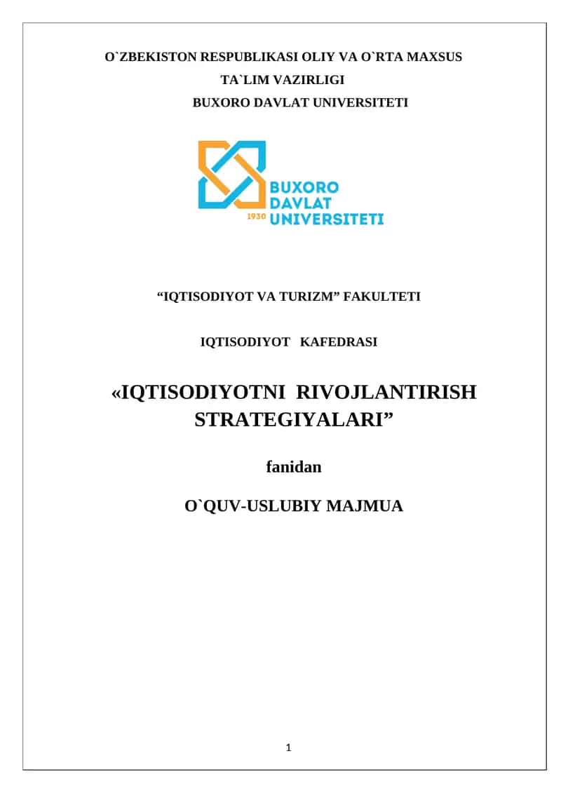 O'QUV-USLUBIY MAJMUA 1