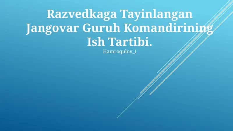 Razvedkaga Tayinlangan Jangovar Guruh Komandirining Ish Tartibi 1