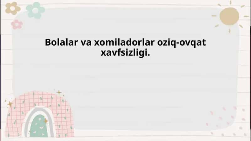 Oziq-ovqatning sifat va xavfsizlik standartlari 1